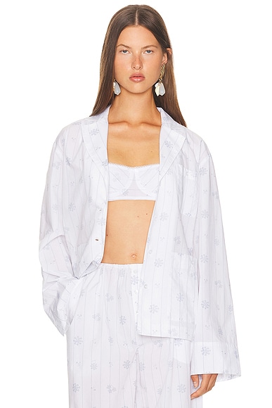 Pajama Top in Fleur Print Stripe