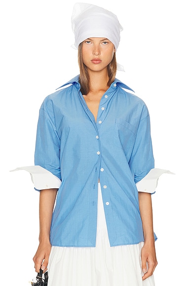 Classic Oversized Shirt in Tech Poplin in Classic Blue