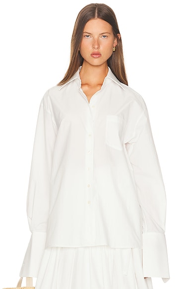 Helsa Classic Oversized Shirt in Tech Poplin in White