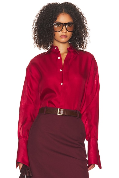 Helsa The Silk Gazar Shirt in Rouge