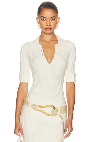 Helsa Devora Polo Bodysuit in Ivory