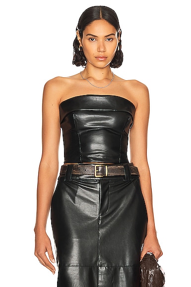 Waterbased Faux Leather Bustier Top