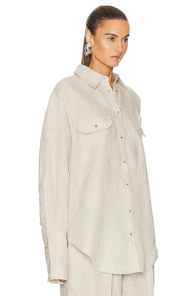 Shop Helsa Linen Button Down Shirt In Natural Linen