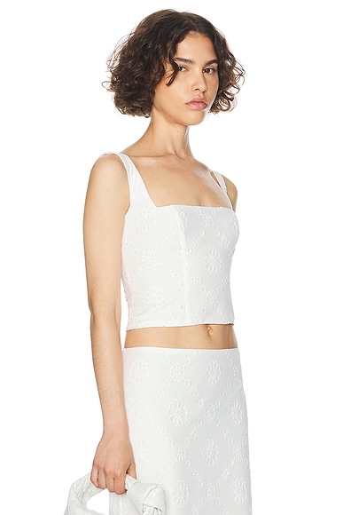 Helsa Eyelet Corset Top In Antique White