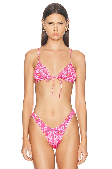 Oseree Lumiére Bicolor Bikini Set in Glicine & Lime | FWRD