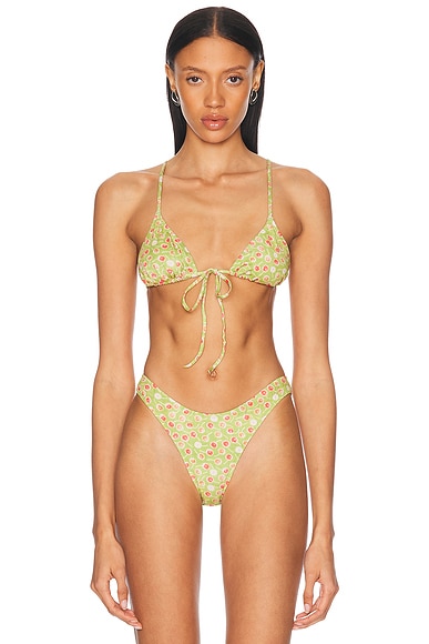 Heavy Manners Triangle Front Tie Bikini Top in In A World Of My Own