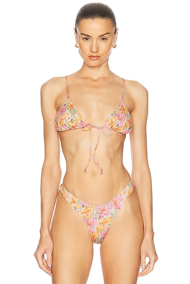 Heavy Manners Triangle Front Tie Bikini Top in Its in His Kiss