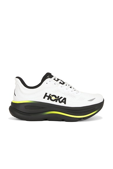 HOKA Bondi 9 Sneaker in White & Citrus