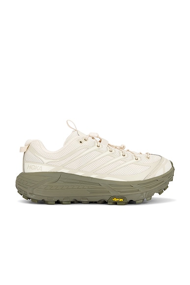 Hoka U Mafate Three2 Sneakers in Oat Milk & Eucalyptus