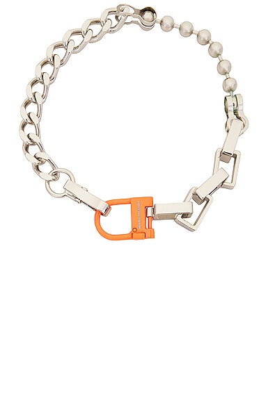 アクセサリー HERON PRESTON MULTICHAIN SQUARE NECKLACE Heron Preston Silver & Orange Multichain Square Necklace