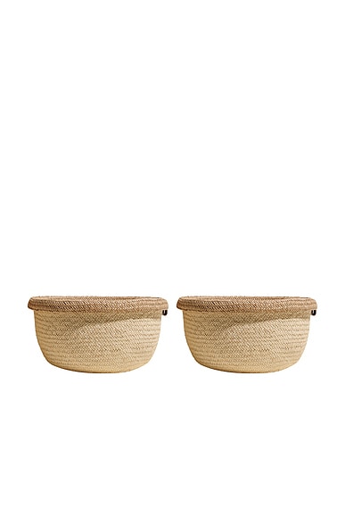Hunting Season Iraca Bicolor Bowl Set in Natural & Sand