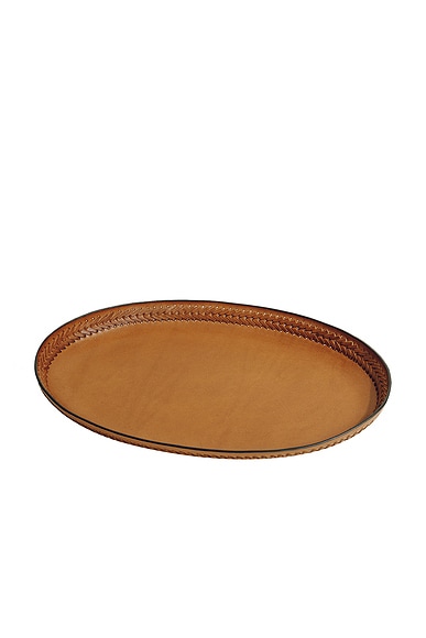 Oval Leather Lace in Molded Leather Tray