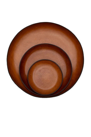 Hunting Season Molded Leather Tray Set in Cognac