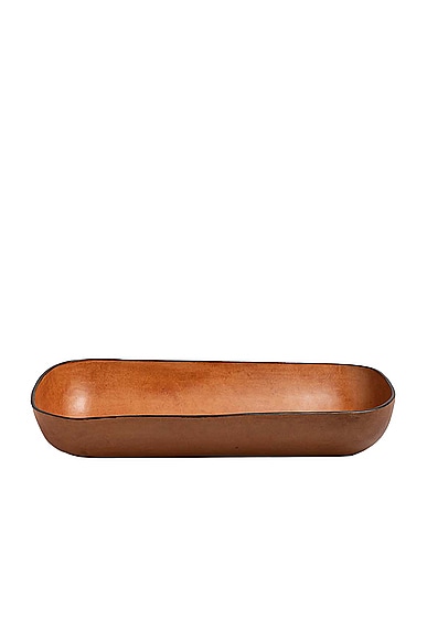 Hunting Season Molded Leather Oversized Oval Bowl in Cognac