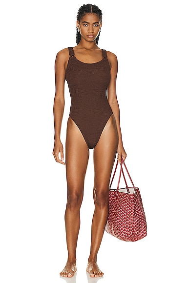 Hunza G Domino Swimsuit in Brown
