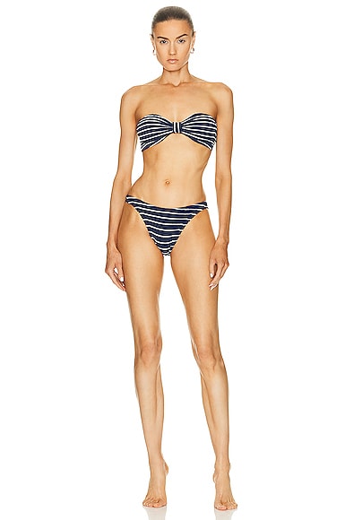 Hunza G Jean Bikini in Navy & White Stripe