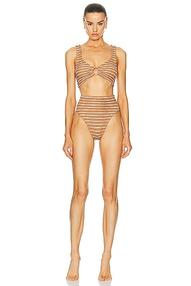 Hunza G: Nadine High-Waisted Bikini Set - Metallic Forest Green – Azaleas