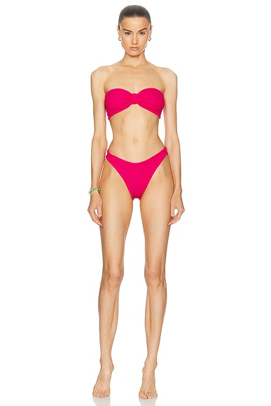 Hunza G Jean Bikini Set in Metallic Raspberry
