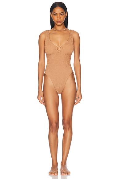 Hunza G Celine One Piece Swimsuit in Metallic Cocoa