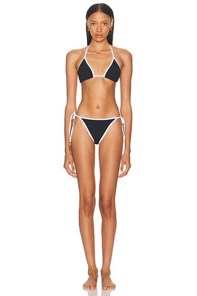 Hunza G Gina Contrast Bikini Set in Black & White