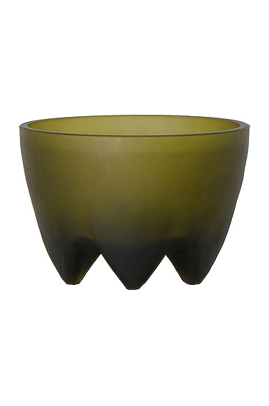 Hawkins New York Alyson Small Cast Glass Footed Bowl In Frosted Olive