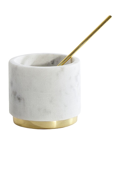 Simple Marble and Brass Sugar Pinch Pot