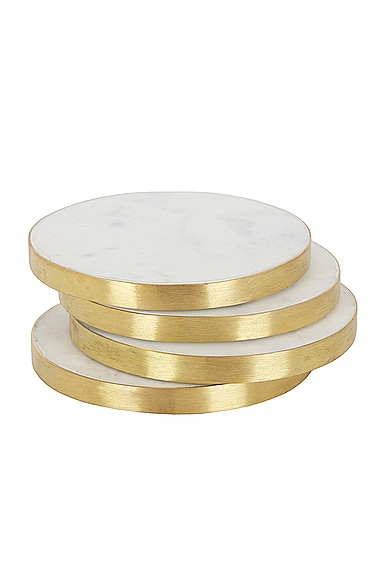 HAWKINS NEW YORK Simple Marble Set Of 4 Coasters in White