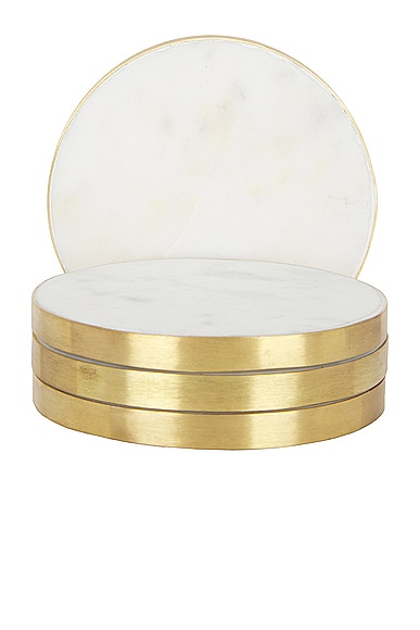 Shop Hawkins New York Simple Marble Set Of 4 Coasters In White