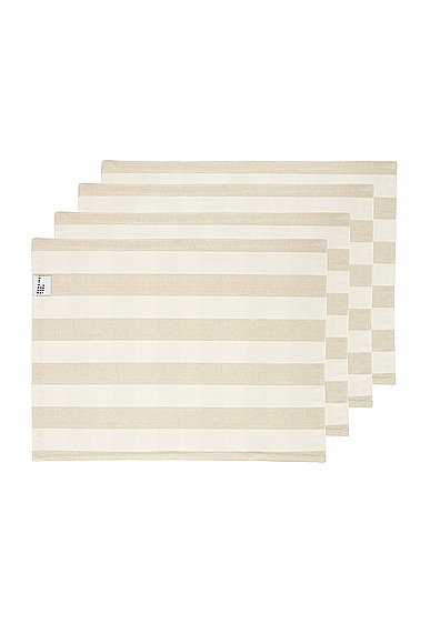 Shop Hawkins New York Essential Striped Set Of 4 Placemats In Ivory & Flax