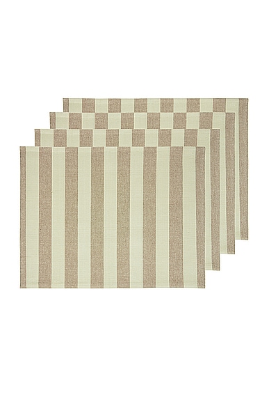 HAWKINS NEW YORK Essential Striped Set Of 4 Placemats in Olive & Sage