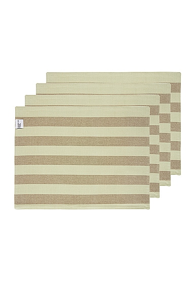 Shop Hawkins New York Essential Striped Set Of 4 Placemats In Olive & Sage