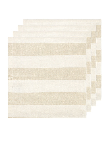 Shop Hawkins New York Essential Striped Set Of 4 Dinner Napkins In Ivory & Flax