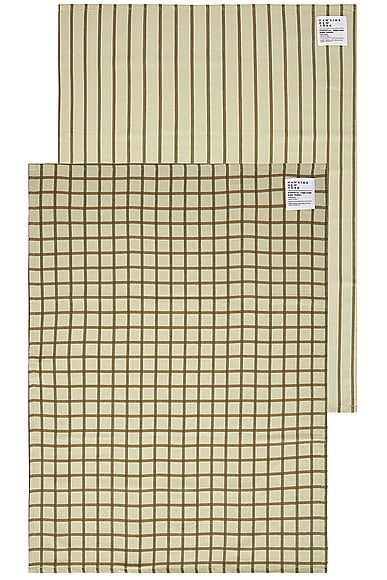 HAWKINS NEW YORK Essential Yarn Dyed Set Of 2 Dish Towels in Olive & Sage