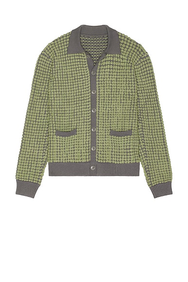 ISA BOULDER Bubble Terry Towel Cardigan in Pistachio