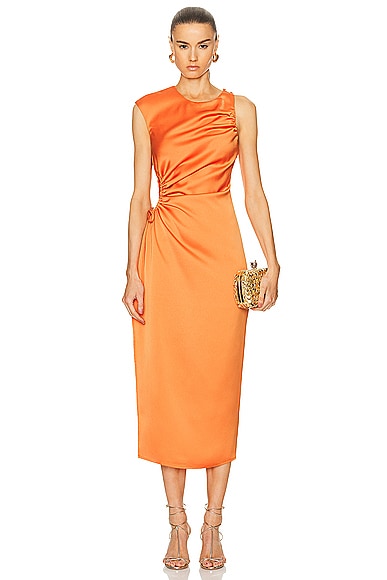 Shop Ila Grace Side Cut Out Midi Dress In Orange
