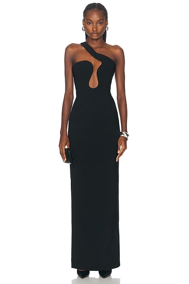 Michelle mason draped one shoulder gown top