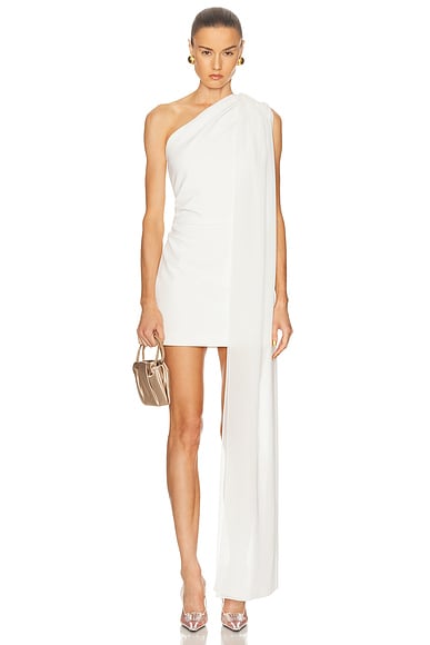 Mery One Shoulder Mini Dress in White
