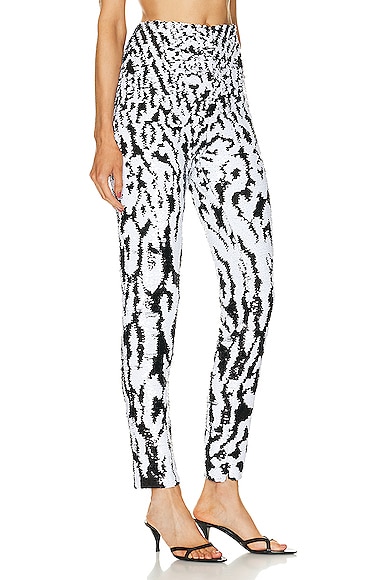 Shop Ila Nas Zebra Sequin Trouser In Black & White