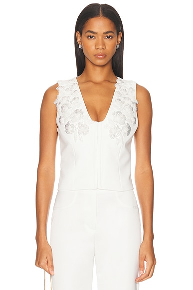 ILA Terry Applique Detailed Vest in White