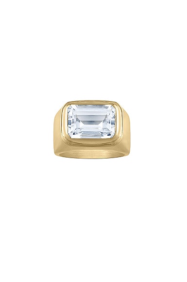 ILENE JOY x Elizabeth Sulcer Jazzy Signet Ring in White Sapphire & 18K Gold