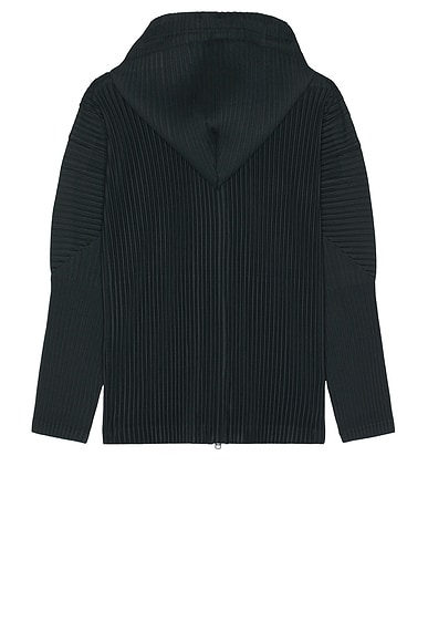 Homme Plisse Issey Miyake Issey Miyake Pleated Zip Hoodie in Dark Green |  Smart Closet