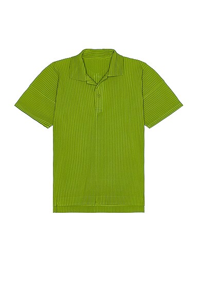 Homme Plisse Issey Miyake Polo in Leaf Green FWRD