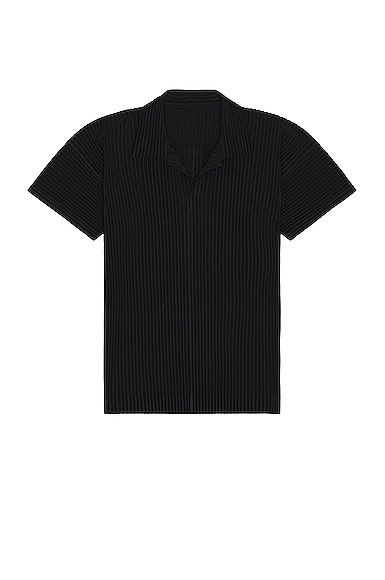 Shop Issey Miyake Homme Plisse Issey Miyak Pleated Polo In Black