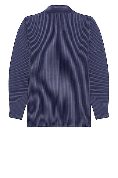 Shop Issey Miyake Pleated Shirt In Blue Charcoal