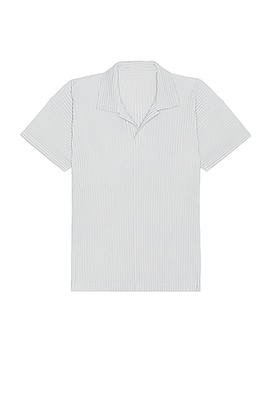 Issey Miyake Basic Plissé Polo Shirt In Light Grey
