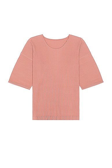 Shop Issey Miyake Pleated T-shirt In Dull Pink