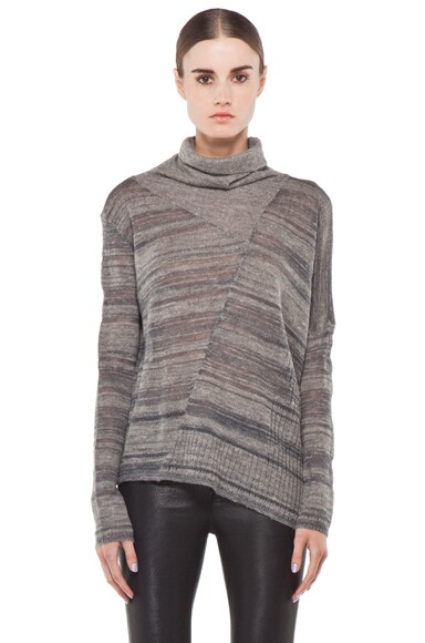 Inhabit Broken Stripes V Neck Sweater in Titanium | FWRD