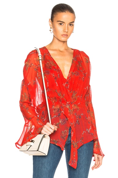 IRO Revolve Linette Blouse 2024 Red Floral Sm