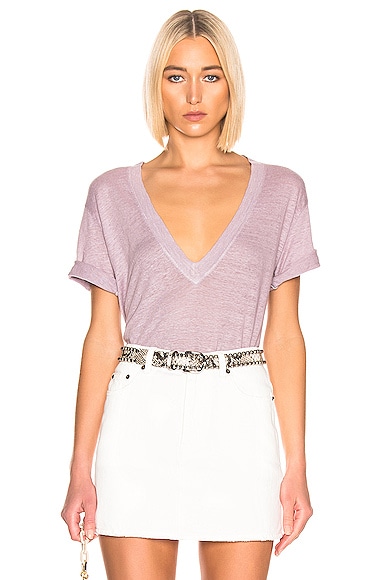 Iro Paris Jahal V Neck Linen T- Shirt  - Lavender
