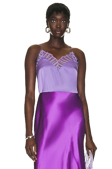 Iro Berwyn Silk Cami With Lace Trim In Purple